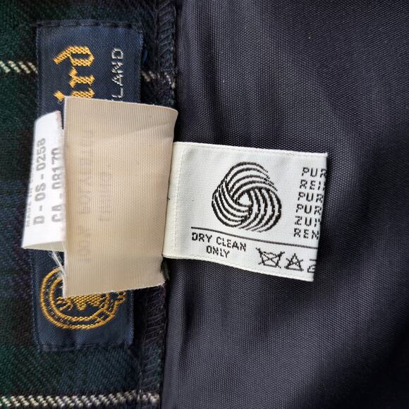 Vintage Clan Laird Scottish Tartan Plaid Pleated Wool Skirt US 6 Navy Green - Picture 5 of 7